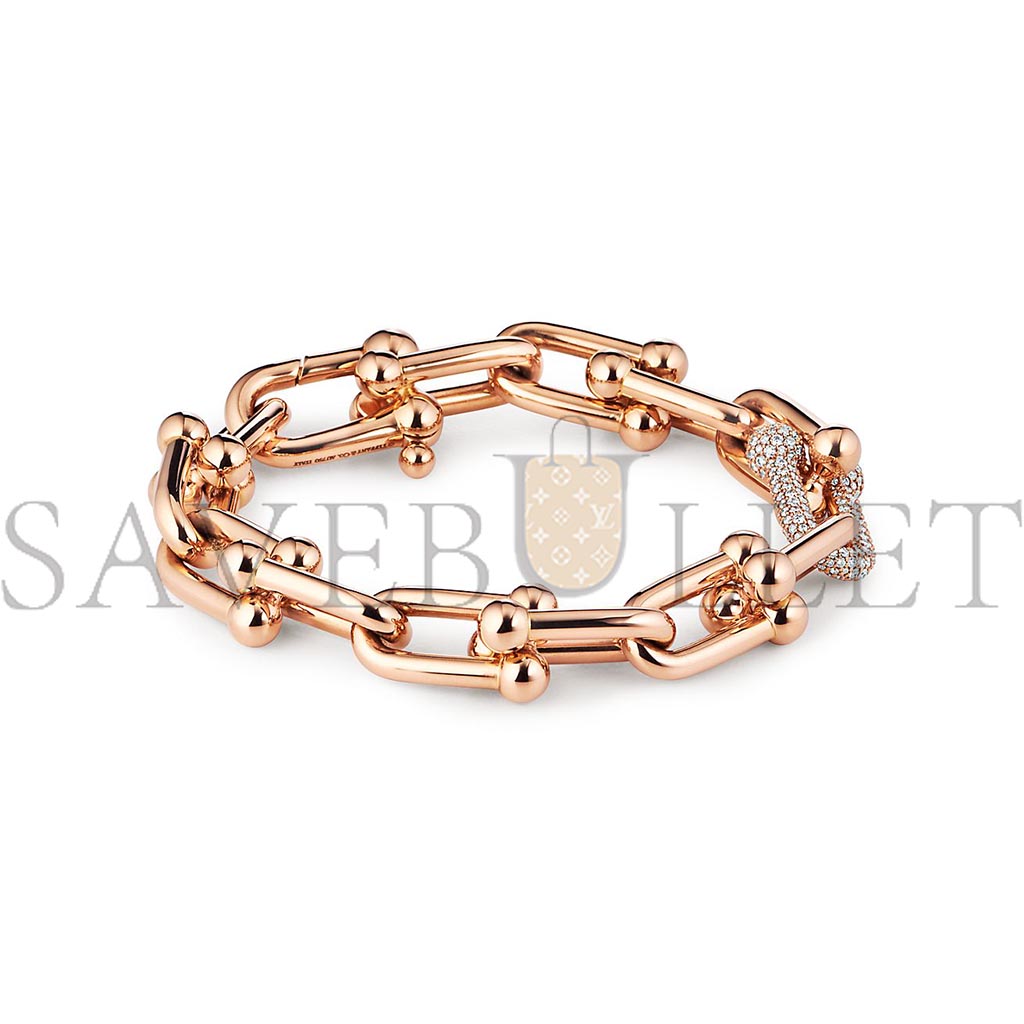 TIFFANY LARGE LINK BRACELET IN ROSE GOLD WITH DIAMONDS